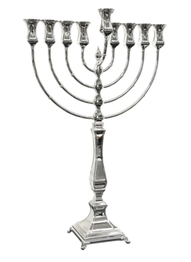 Silver Menorah on a white background