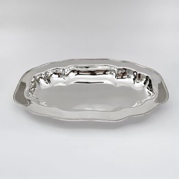 Silver tray on a white background