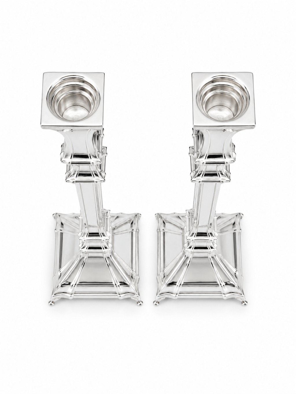 Pair of silver 925 candlesticks with decorative patterns by hadad bros