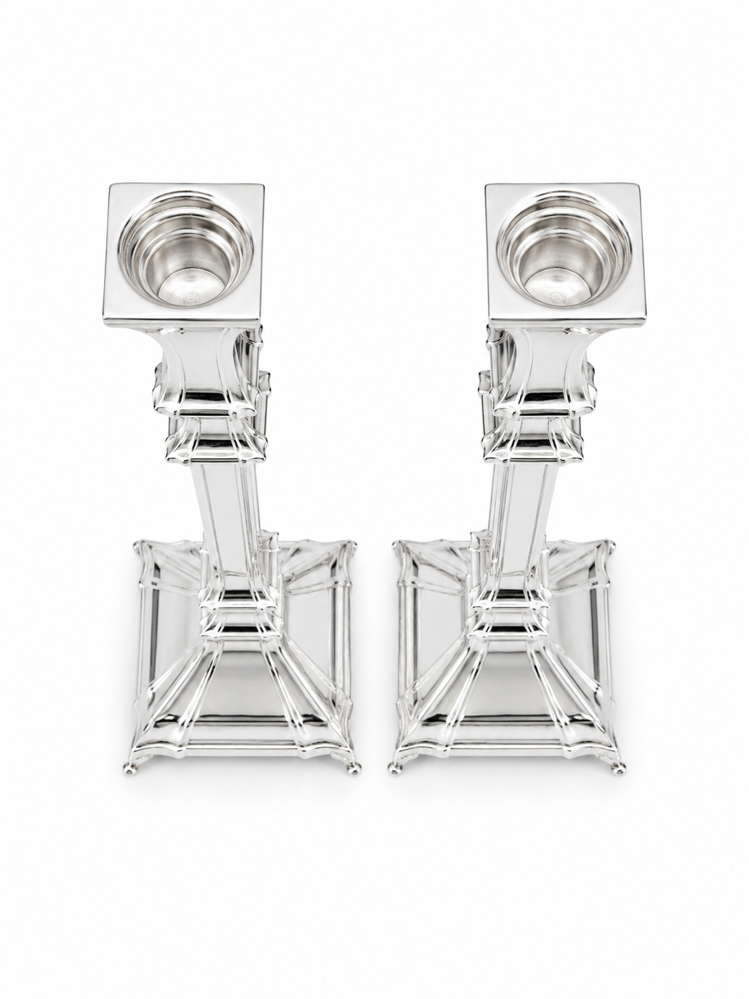 Pair of silver 925 candlesticks with decorative patterns by hadad bros