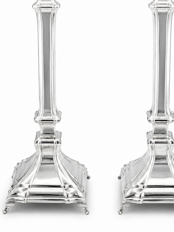 Pair of silver 925 candlesticks with decorative patterns by hadad bros