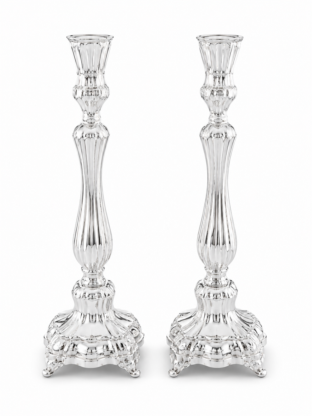 Two pure silver 925 candlesticks on a white background