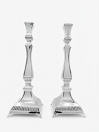 silver dipped shabbat candlesticks by hadad bros