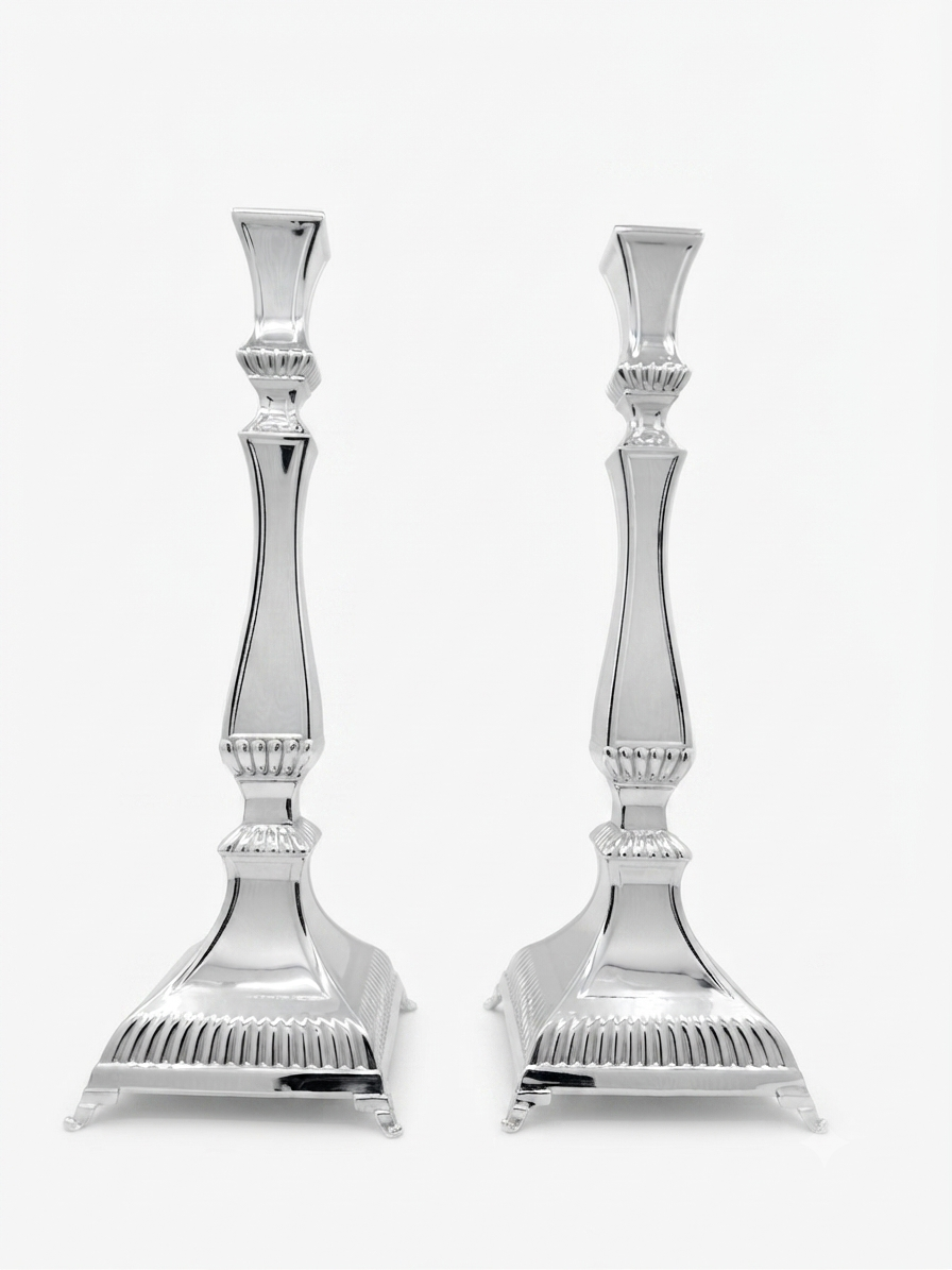 silver dipped shabbat candlesticks by hadad bros
