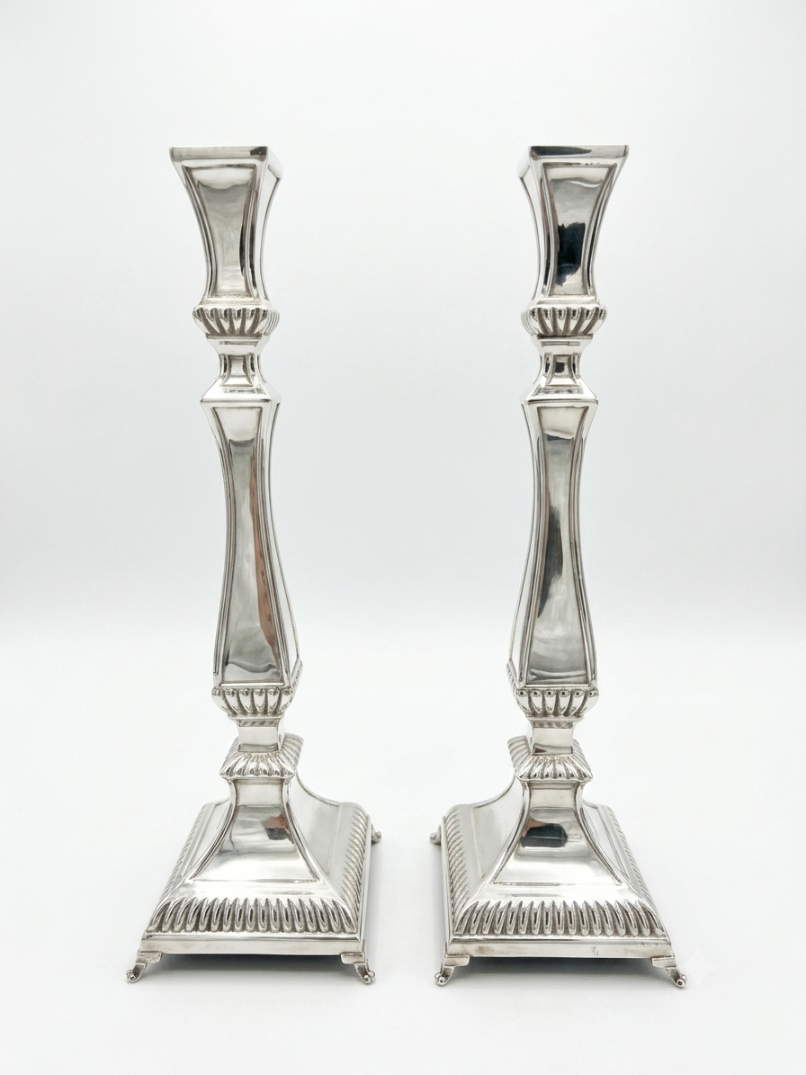 Silver 925 Shabbat Aruzit Smooth Candlesticks