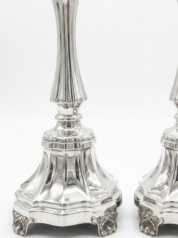 Pair of silver 925 candlesticks with decorative patterns by hadad bros