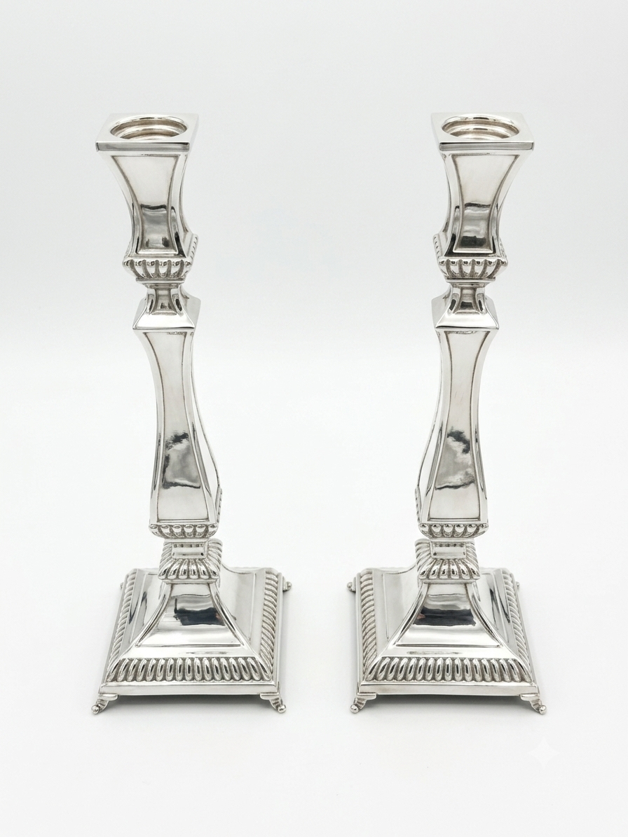 Pair of silver 925 candlesticks with decorative patterns by hadad bros