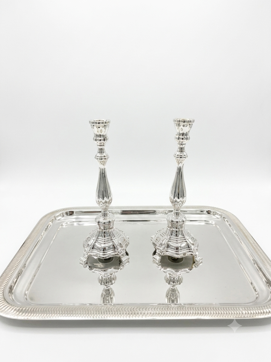 Silver 925 Shabbat Carmel Smooth Candlesticks