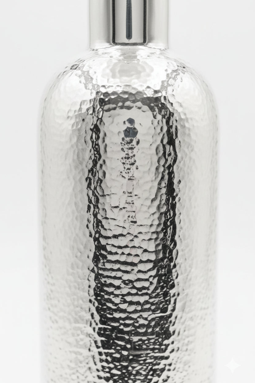 Silver Wine Bottle Hammered Pattern