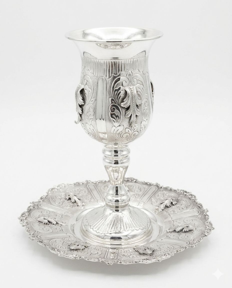 Eliyahu Cup Set – Hammered Pattern Base with Cast Accents