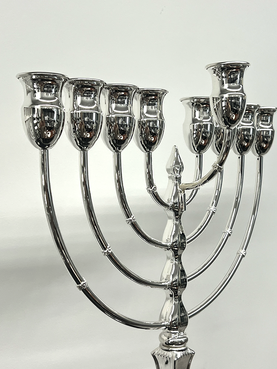 Silver Menorah on a white background