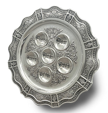 silver passover plate for juwish holiday