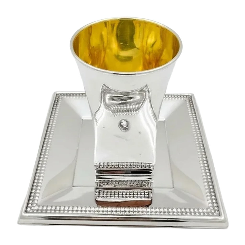 hadad bros Silver kiddush cup with gold interior on a white background